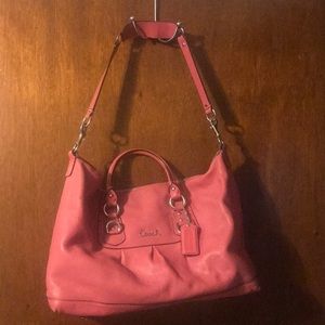 Pink Coach Purse Leather